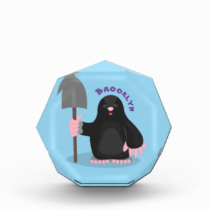 Cute happy mole cartoon illustration photo block