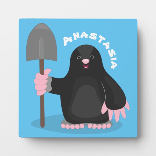 Cute happy mole cartoon illustration plaque (Front)