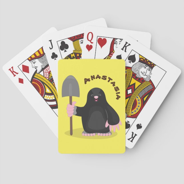 Cute happy mole cartoon illustration playing cards (Back)