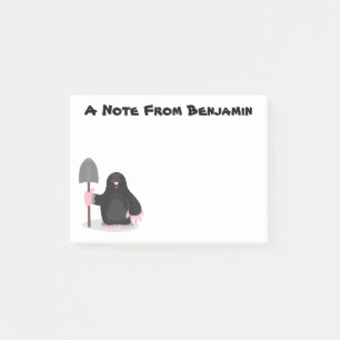 Cute happy mole cartoon illustration post-it notes