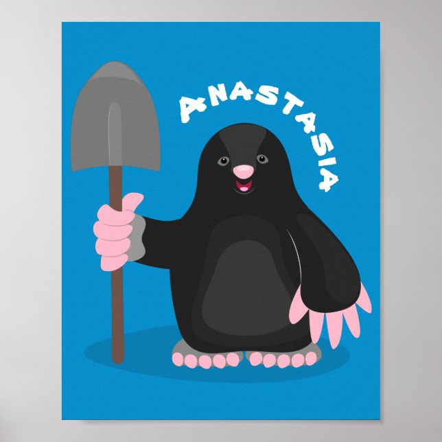 Cute happy mole cartoon illustration poster (Front)