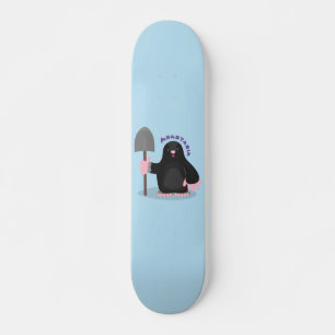 Cute happy mole cartoon illustration skateboard