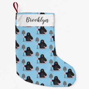 Cute happy mole cartoon illustration small christmas stocking