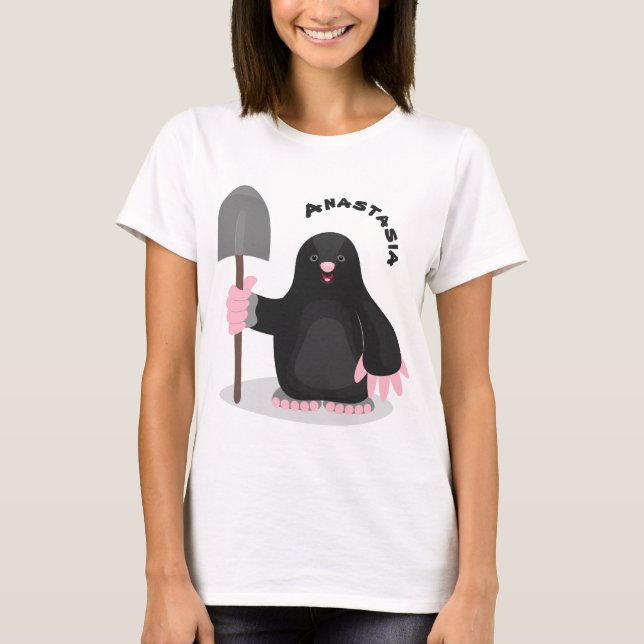 Cute happy mole cartoon illustration T-Shirt (Front)