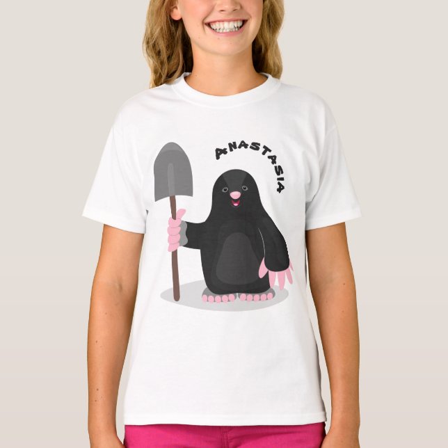 Cute happy mole cartoon illustration T-Shirt (Front)