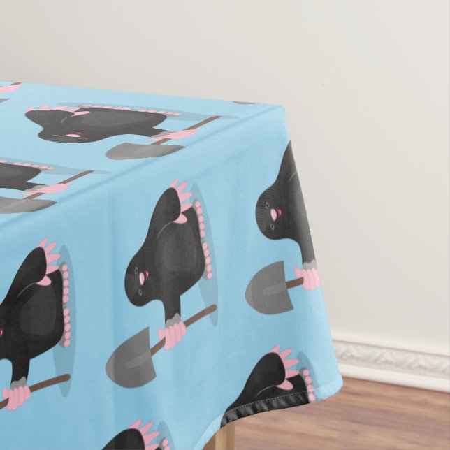 Cute happy mole cartoon illustration  tablecloth (In Situ)