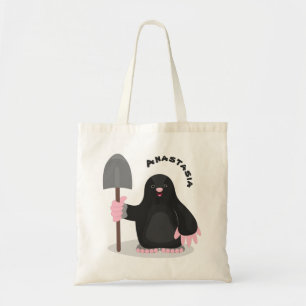 Cute happy mole cartoon illustration tote bag
