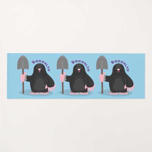 Cute happy mole cartoon illustration yoga mat (Front (Horizontal))