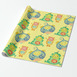 CUTE HAPPY MONSTER FOR BABIES WRAPPING PAPER