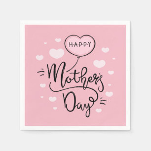Cute Happy Mother's Day Calligraphy   Napkin