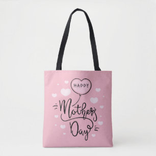 Cute Happy Mother's Day Calligraphy Tote Bag