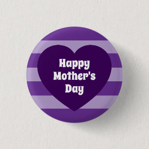 Cute Happy Mother's Day Dark Purple Heart Simple 3 Cm Round Badge