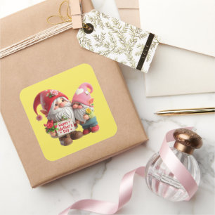 Cute Happy Mother's Day gnome  Square Sticker