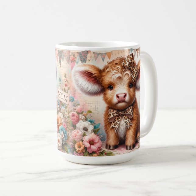 Cute Happy Mother's Day/ Highland Cow Coffee Mug (Front Right)