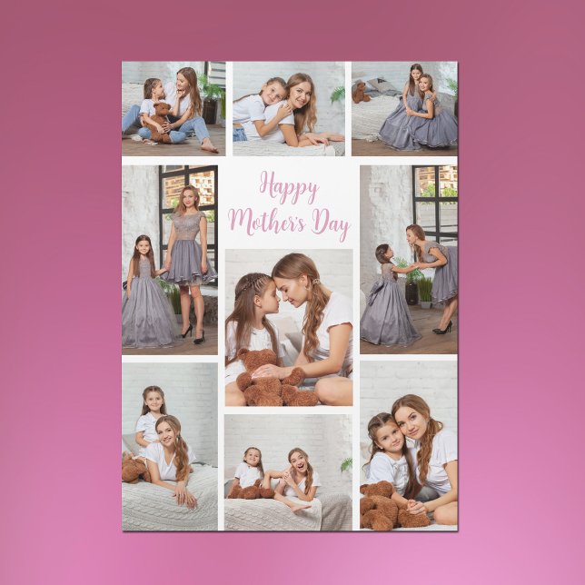Cute Happy Mother's Day Photo Collage Magnet Card (Creator Uploaded)