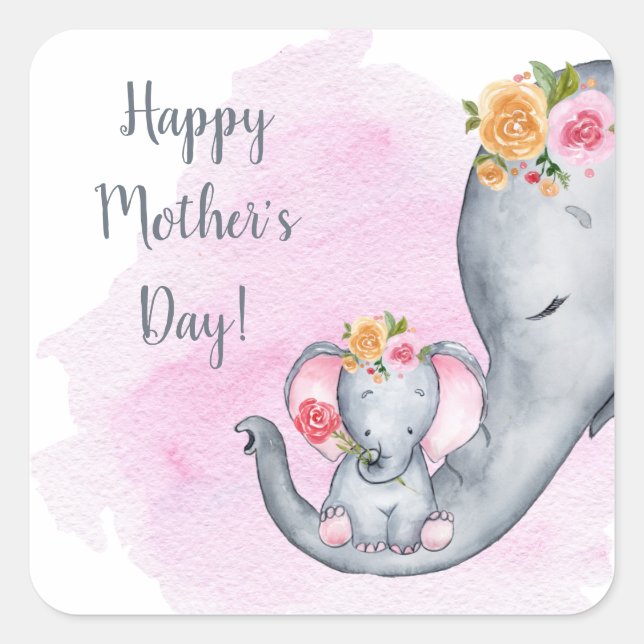 Cute Happy Mother's Day Square Sticker (Front)