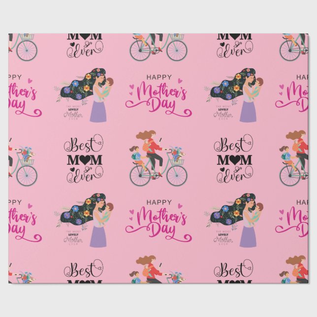 Cute Happy Mother's Day Wrapping Paper (Seam)