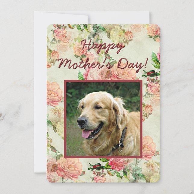  Cute Happy Mothers or Fathers Day with Dog Photo Holiday Card (Front)