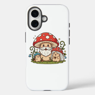 Cute Happy Mushroom Family Printed iPhone Case