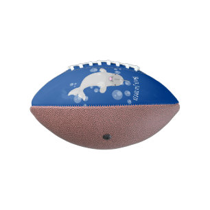 Cute happy narwhal bubbles cartoon illustration american football