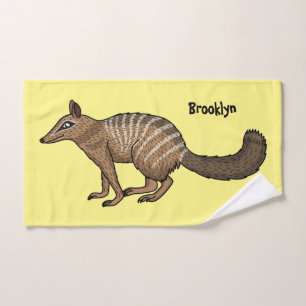 Cute happy numbat cartoon illustration bath towel set