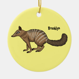 Cute happy numbat cartoon illustration ceramic tree decoration