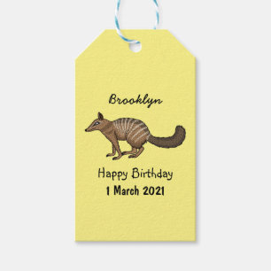 Cute happy numbat cartoon illustration gift tags