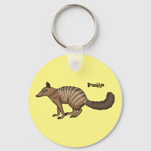 Cute happy numbat cartoon illustration key ring