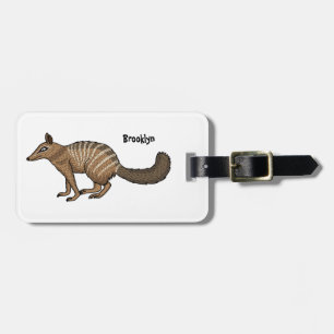Cute happy numbat cartoon illustration luggage tag