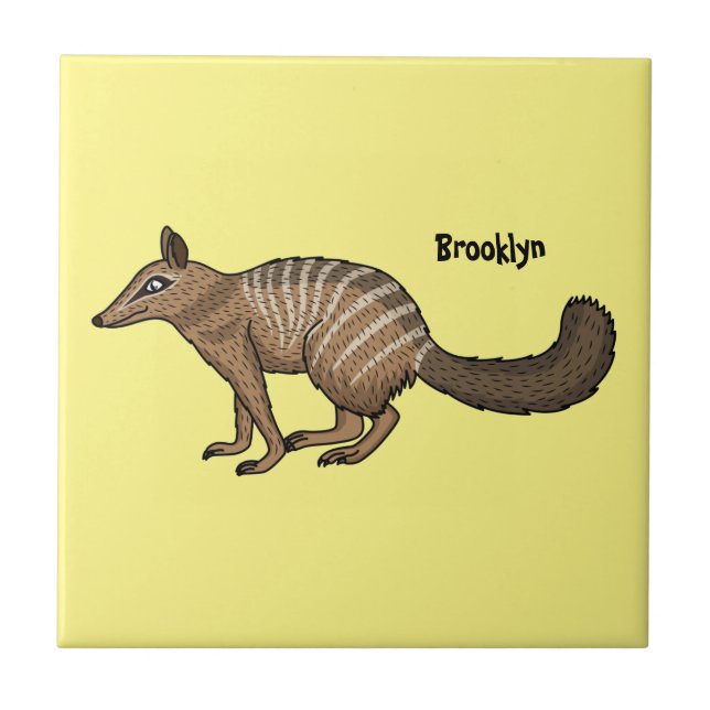 Cute happy numbat cartoon illustration tile (Front)