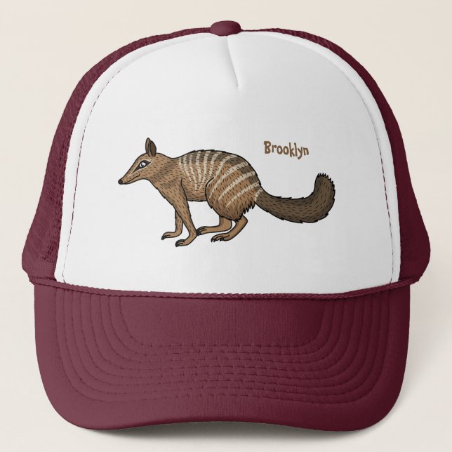 Cute happy numbat cartoon illustration trucker hat (Front)