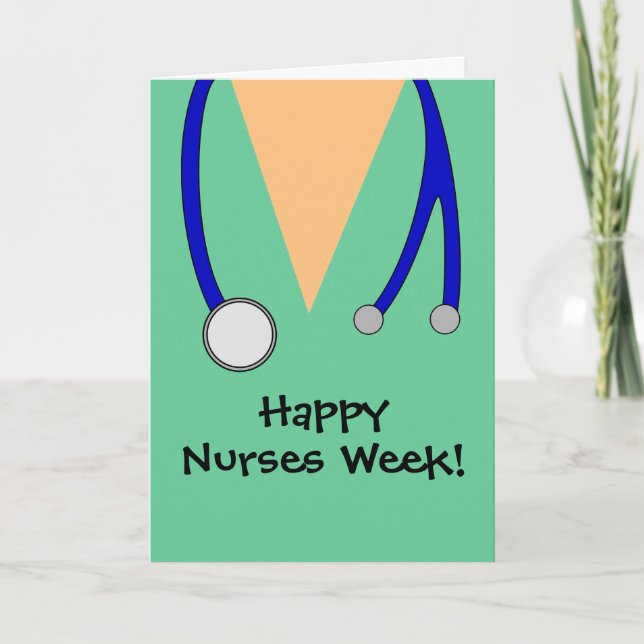 Cute Happy Nurses Week Scrubs Thank You Card (Front)