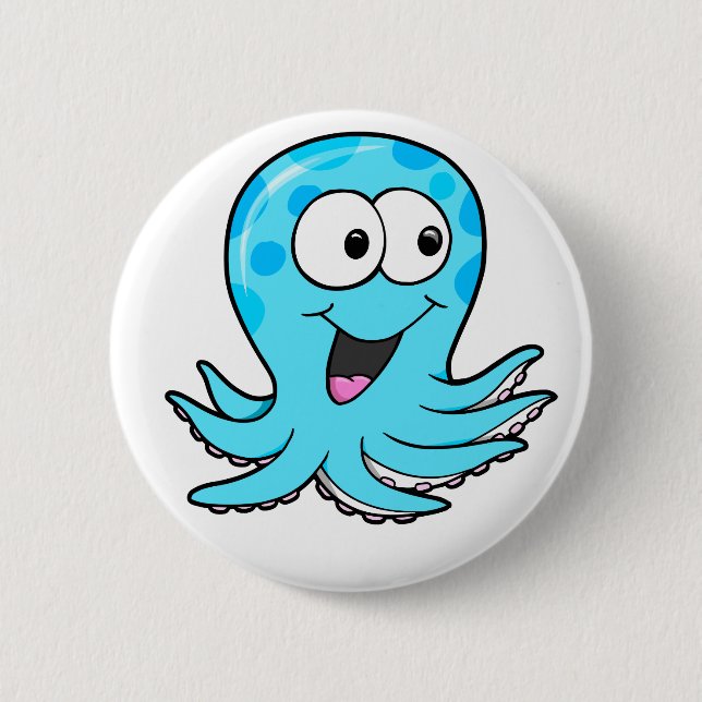 Cute Happy Octopus Button (Front)