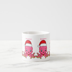 Cute happy octopus wearing Christmas hat cartoon  Espresso Cup