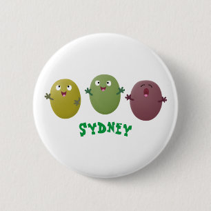 Cute happy olives singing cartoon 6 cm round badge