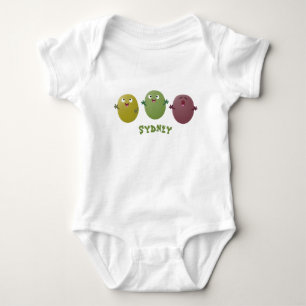 Cute happy olives singing cartoon baby bodysuit