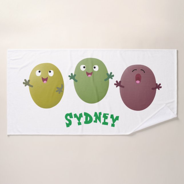 Cute happy olives singing cartoon bath towel set (Bath Towel)