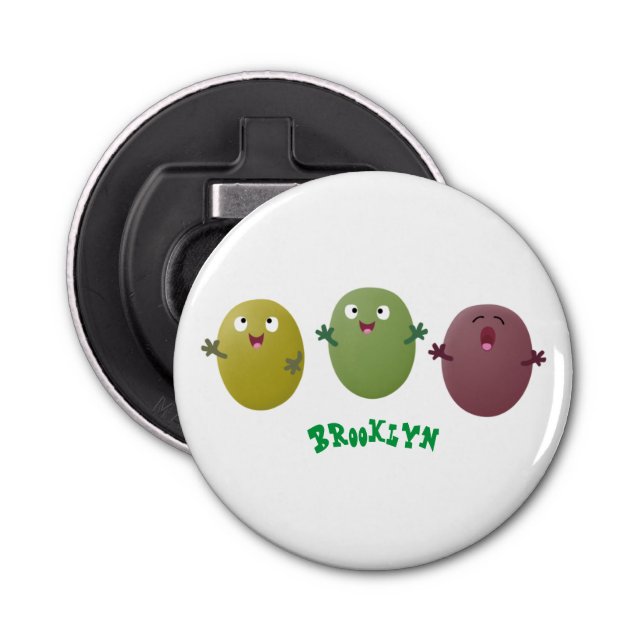 Cute happy olives singing cartoon bottle opener (Front)