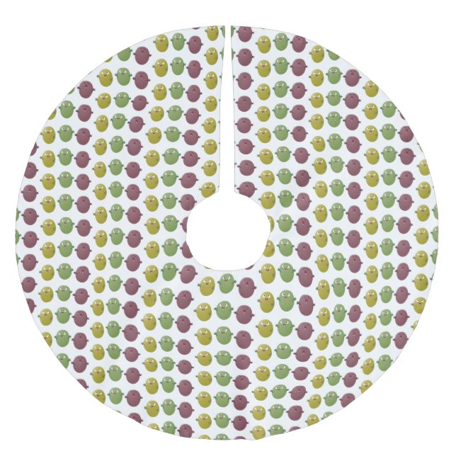 Cute happy olives singing cartoon brushed polyester tree skirt (Front)