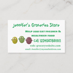 Cute happy olives singing cartoon business card