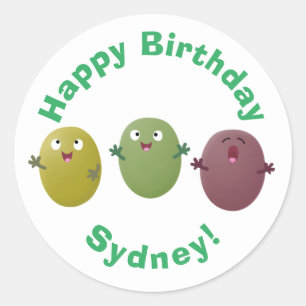 Cute happy olives singing cartoon classic round st classic round sticker