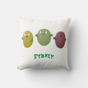 Cute happy olives singing cartoon cushion