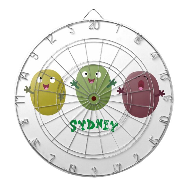 Cute happy olives singing cartoon dartboard (Front)