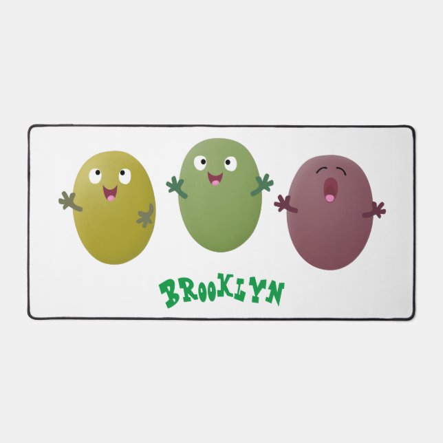 Cute happy olives singing cartoon desk mat (Front)