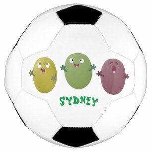 Cute happy olives singing cartoon football