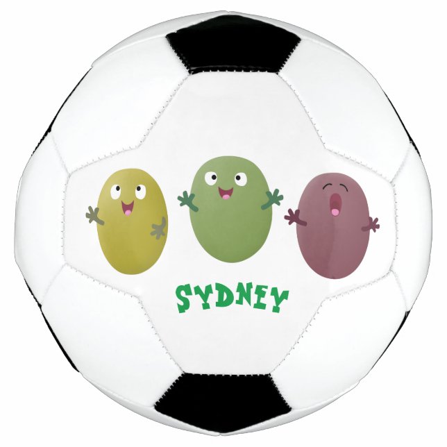 Cute happy olives singing cartoon football (Front)