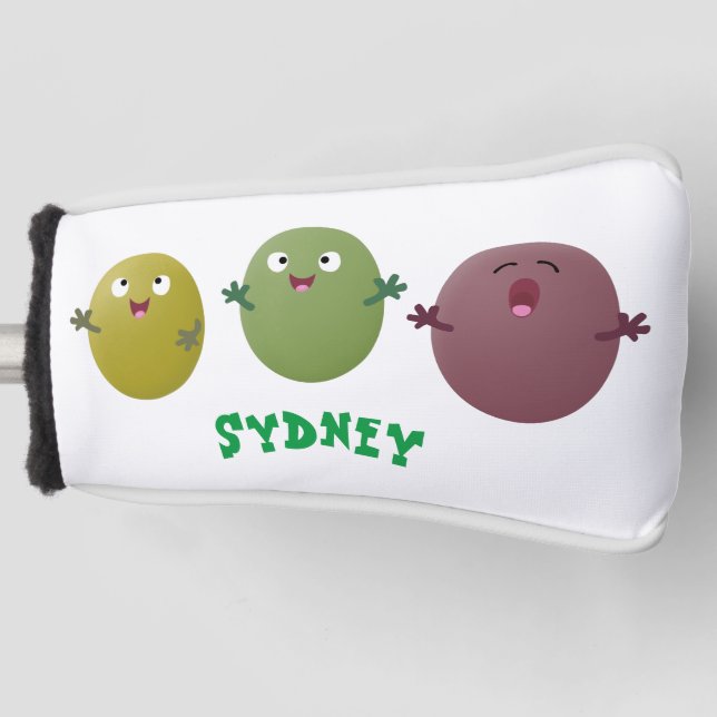 Cute happy olives singing cartoon golf head cover (Front)