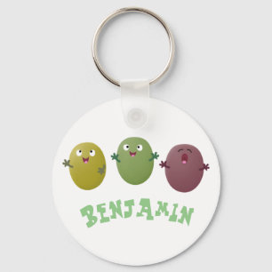Cute happy olives singing cartoon keychain