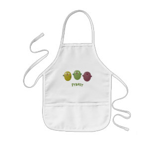 Cute happy olives singing cartoon kids apron