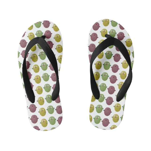 Cute happy olives singing cartoon kid's flip flops (Footbed)
